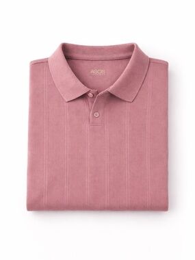 ASOS Design Knit Polo Shirt Men 2XL Mauve Textured Short Sleeve Cotton